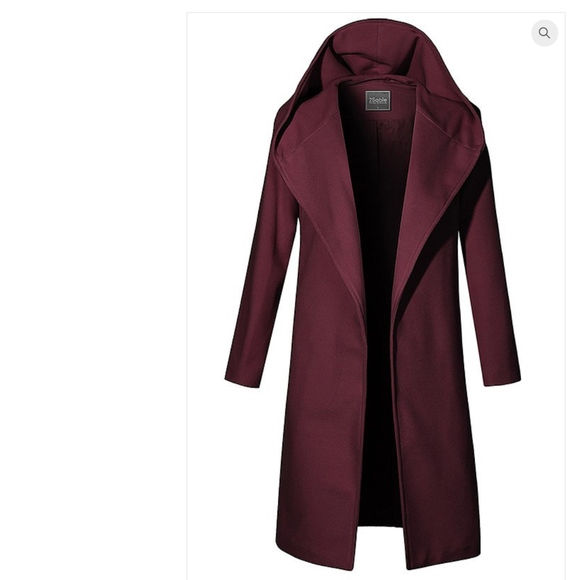 NEW Belted Longline Coat Wine - Picture 2 of 3
